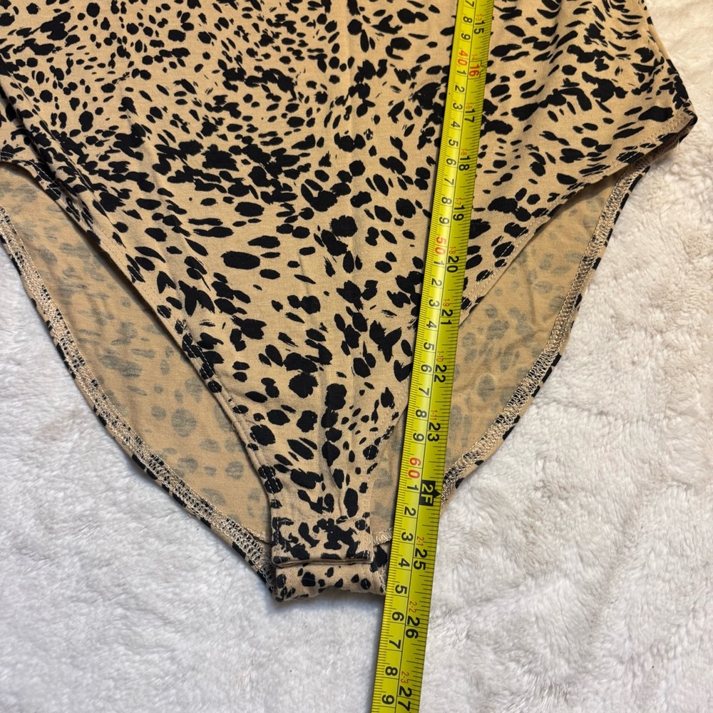 Daily Ritual Bodysuit Small Tan Black Animal Print Cotton Modal Elastane Stretch - Picture 11 of 12